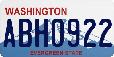 WA license plate ABH0922