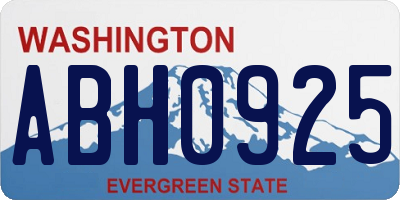 WA license plate ABH0925