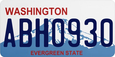 WA license plate ABH0930