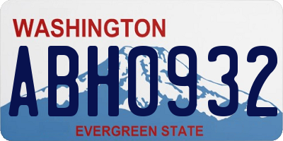 WA license plate ABH0932