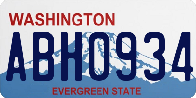 WA license plate ABH0934
