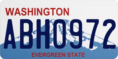 WA license plate ABH0972