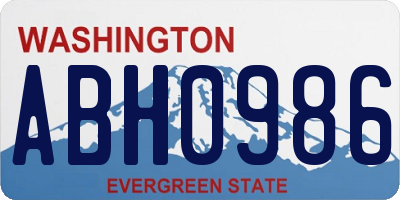 WA license plate ABH0986