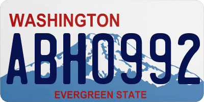 WA license plate ABH0992