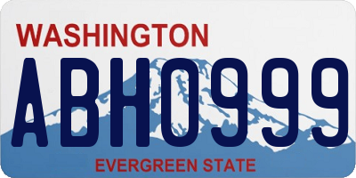 WA license plate ABH0999