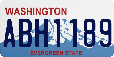 WA license plate ABH1189