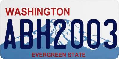 WA license plate ABH2003