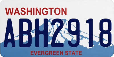 WA license plate ABH2918