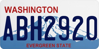 WA license plate ABH2920