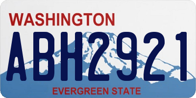 WA license plate ABH2921