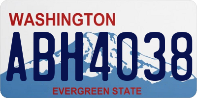 WA license plate ABH4038