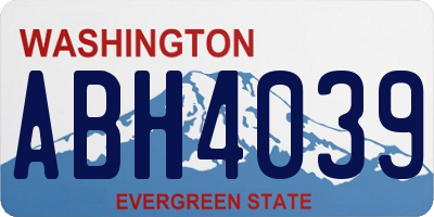 WA license plate ABH4039