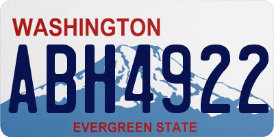 WA license plate ABH4922