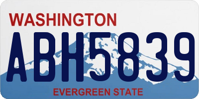 WA license plate ABH5839