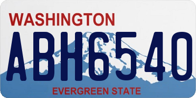 WA license plate ABH6540