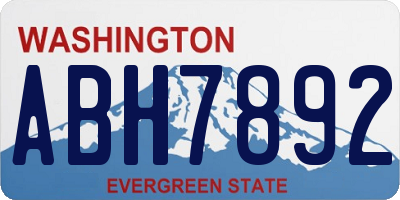 WA license plate ABH7892
