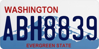 WA license plate ABH8839