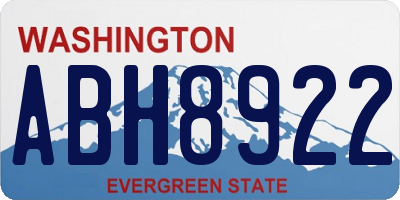 WA license plate ABH8922