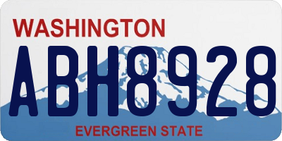 WA license plate ABH8928
