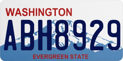 WA license plate ABH8929