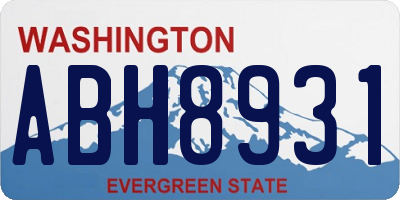 WA license plate ABH8931