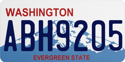 WA license plate ABH9205