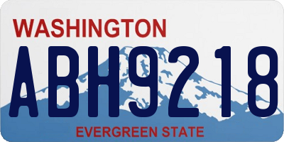 WA license plate ABH9218