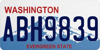 WA license plate ABH9839
