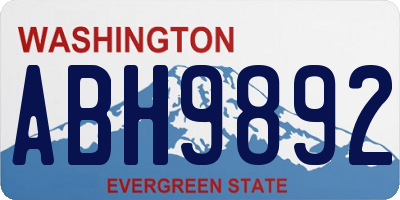 WA license plate ABH9892