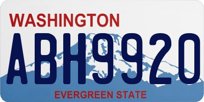WA license plate ABH9920