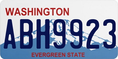 WA license plate ABH9923