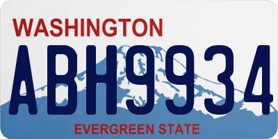 WA license plate ABH9934