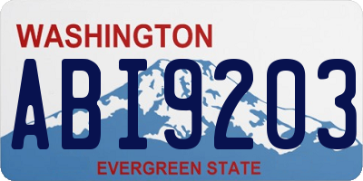 WA license plate ABI9203