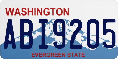 WA license plate ABI9205