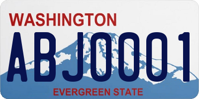 WA license plate ABJ0001