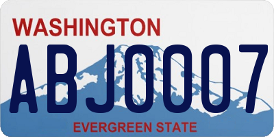 WA license plate ABJ0007