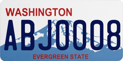 WA license plate ABJ0008