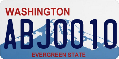 WA license plate ABJ0010