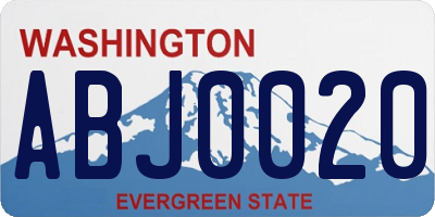 WA license plate ABJ0020
