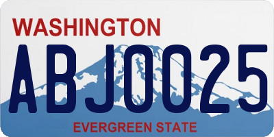 WA license plate ABJ0025