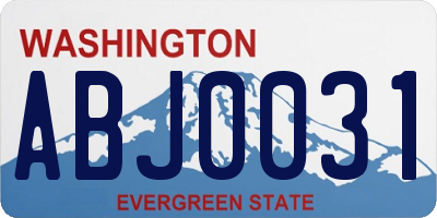 WA license plate ABJ0031