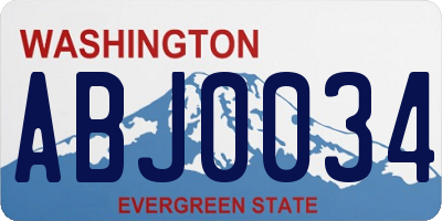 WA license plate ABJ0034