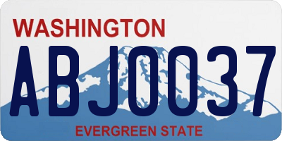 WA license plate ABJ0037