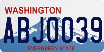 WA license plate ABJ0039