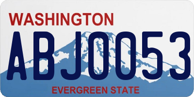WA license plate ABJ0053