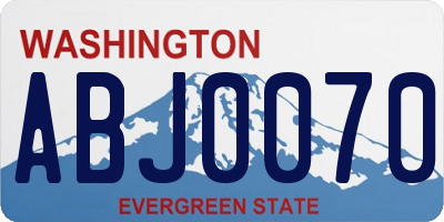 WA license plate ABJ0070