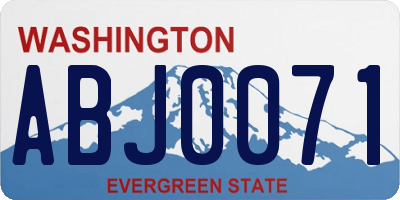 WA license plate ABJ0071