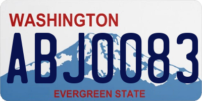 WA license plate ABJ0083