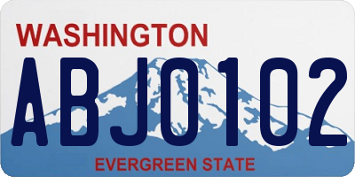 WA license plate ABJ0102