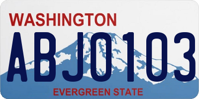 WA license plate ABJ0103